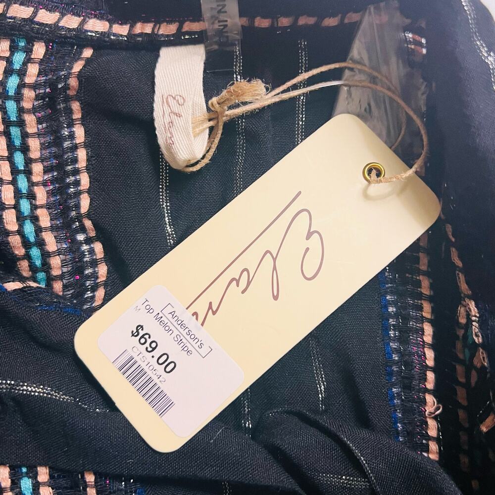 Elan Melon Multicolored Striped Button Up Oversized Shirt Size M Medium NWT - Picture 3 of 6